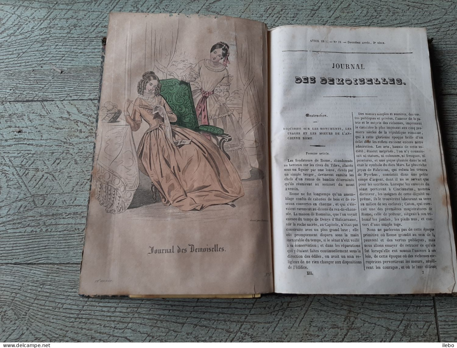 Journal Des Demoiselles 1844 Gravures De Mode Planches Dépliantes Broderie Romans - Mode