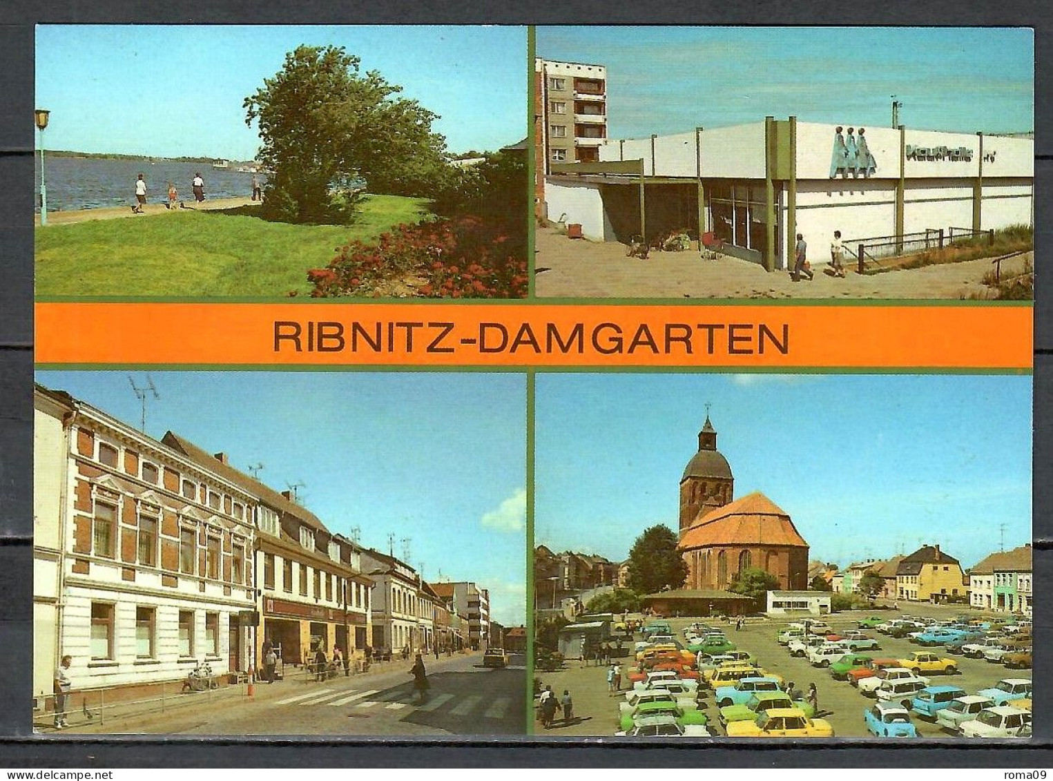 Ribnitz-Damgarten, Karl-Marx-Straße, Karl-Marx-Platz, Boddenpromenade, Kaufhalle "Burmeister"; B-734 - Ribnitz-Damgarten