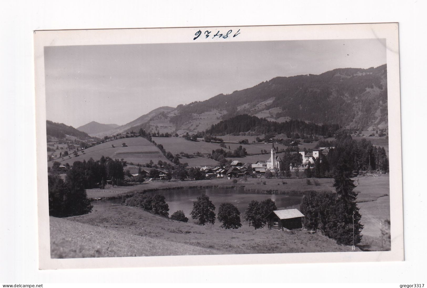 E5763) GOLDEGG Im Pongau - Salzburg - S/W FOTO AK - Kirche Holzhütte Berge ALT! - Goldegg