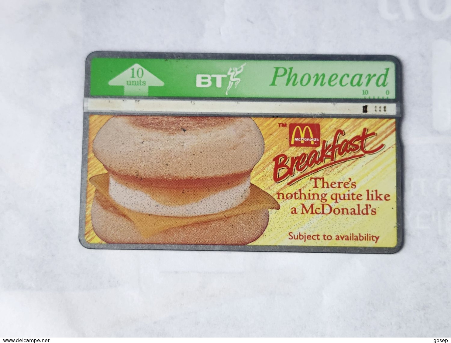 United Kingdom-(BTA064)-McDonalds Bacon & EGG-(10units)-(666)-(368A83071)-price Cataloge3£used+1card Prepiad Free - BT Advertising Issues