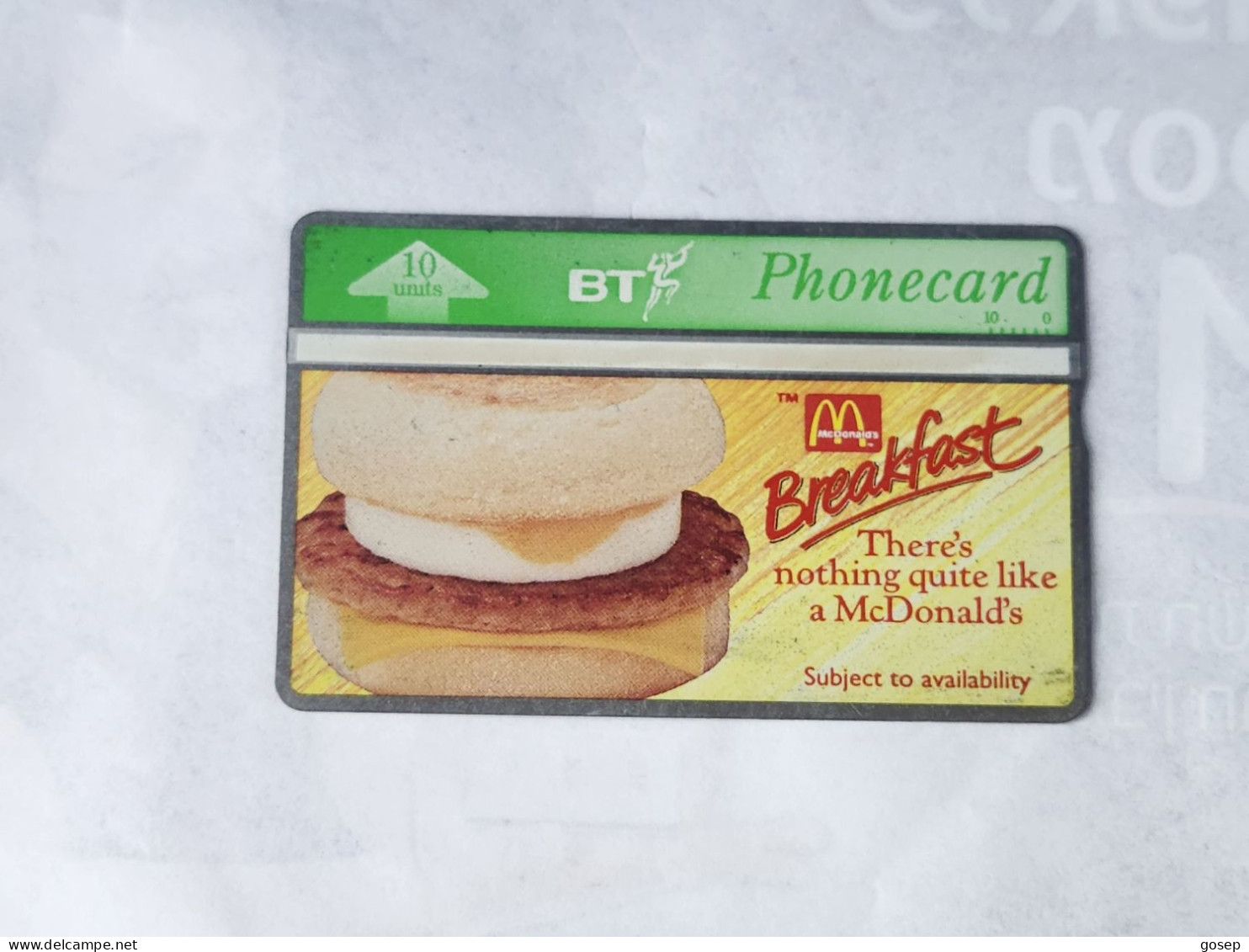 United Kingdom-(BTA065)-McDonalds Bacon & EGG-(10units)-(669)-(368D52740)-price Cataloge3£used+1card Prepiad Free - BT Advertising Issues