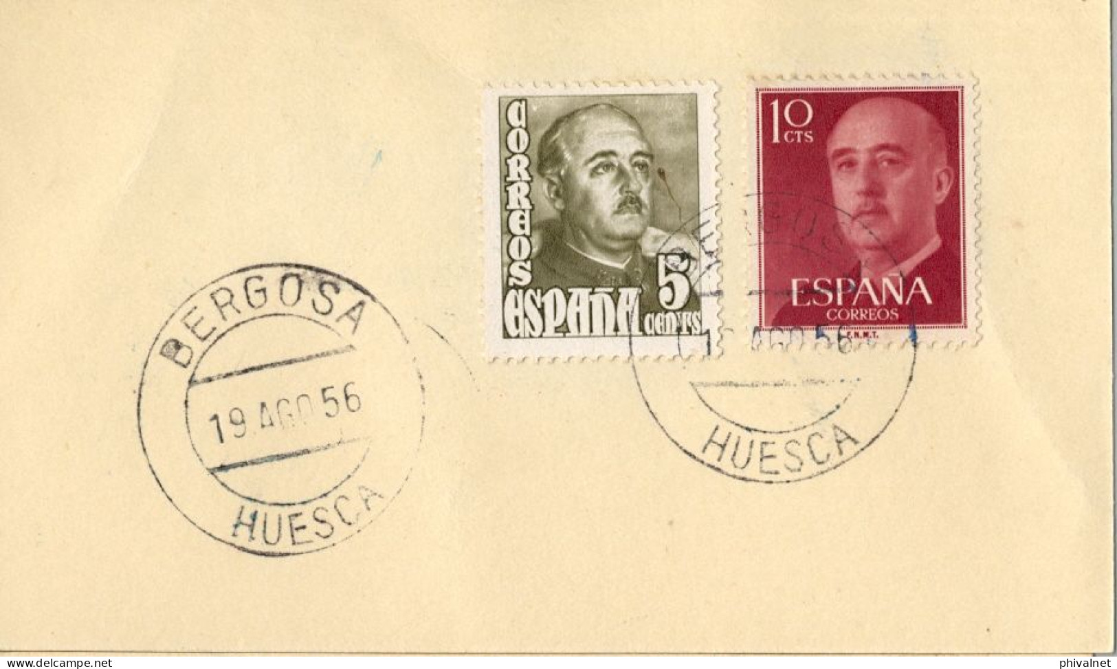 1956 HUESCA , FECHADOR DE BERGOSA - Cartas & Documentos