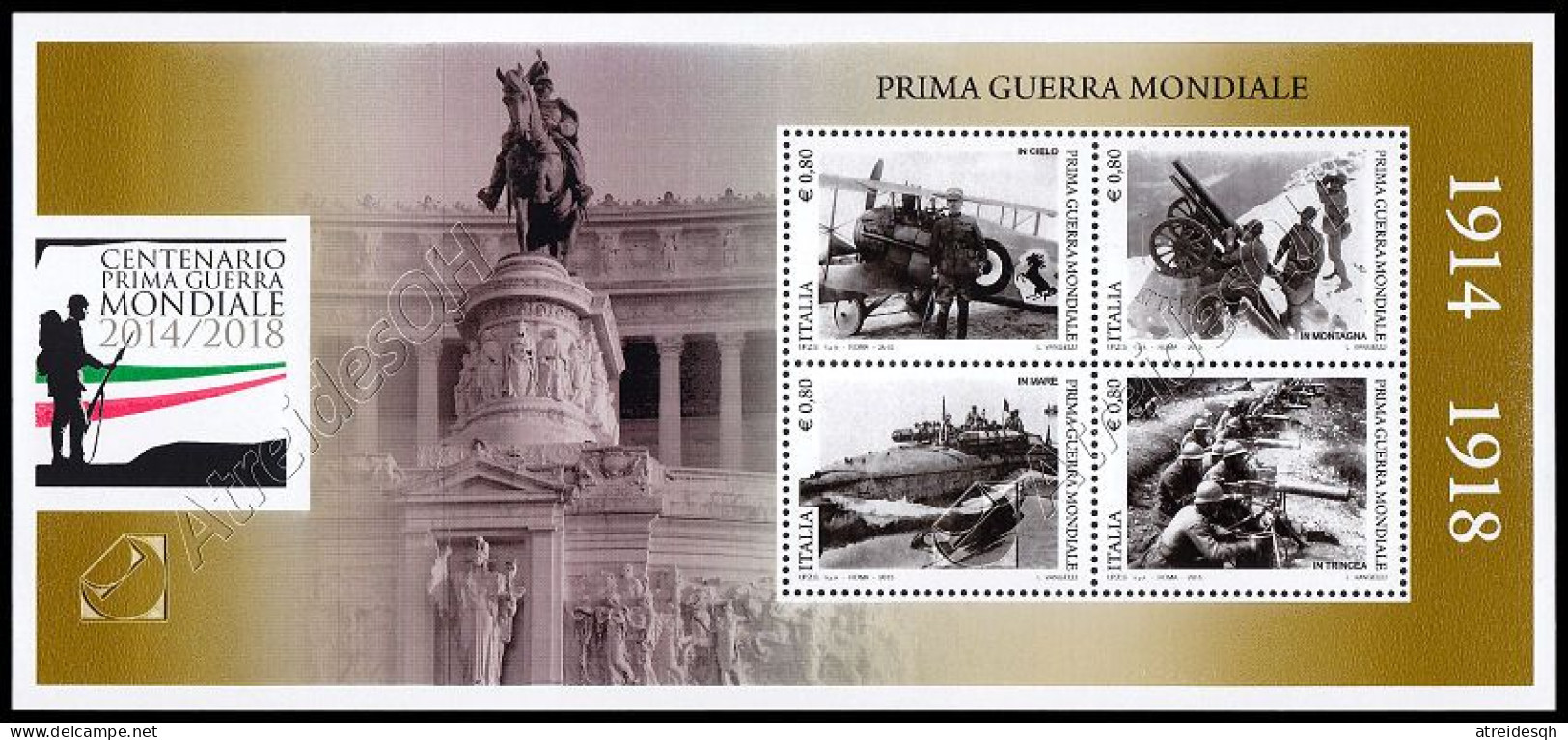 [Q] Italia / Italy 2015: Foglietto Prima Guerra Mondiale / World War I S/S ** - Prima Guerra Mondiale