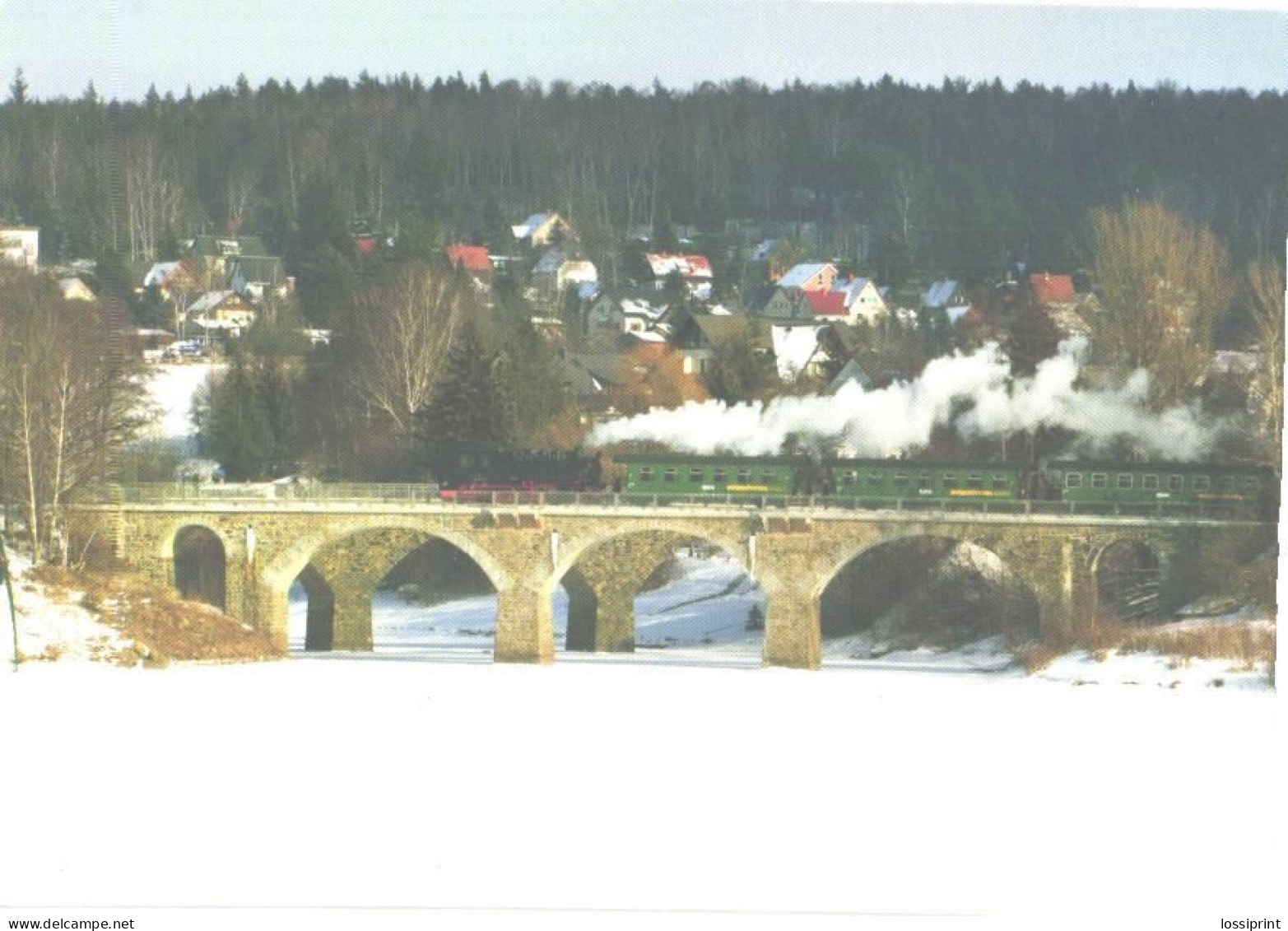 Germany:Locomotive 99 1734 With Passenger Train On Windbrücke Bridge - Ouvrages D'Art