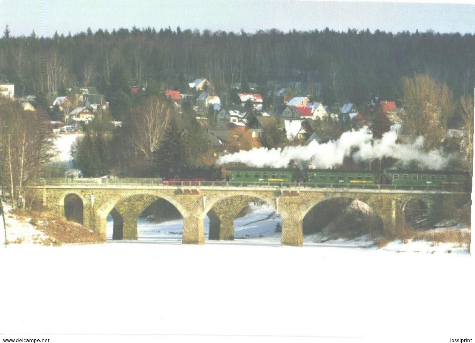 Germany:Locomotive 99 1734 With Passenger Train On Windbrücke Bridge - Obras De Arte