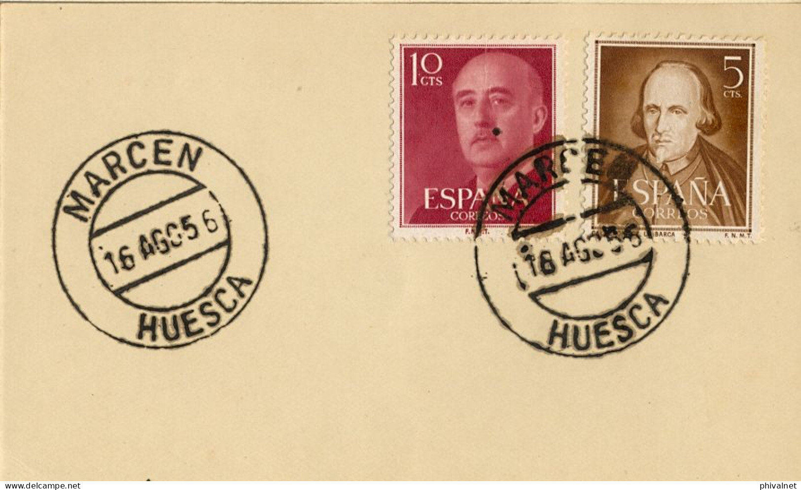 1956 HUESCA , FECHADOR DE MARCEN - Cartas & Documentos