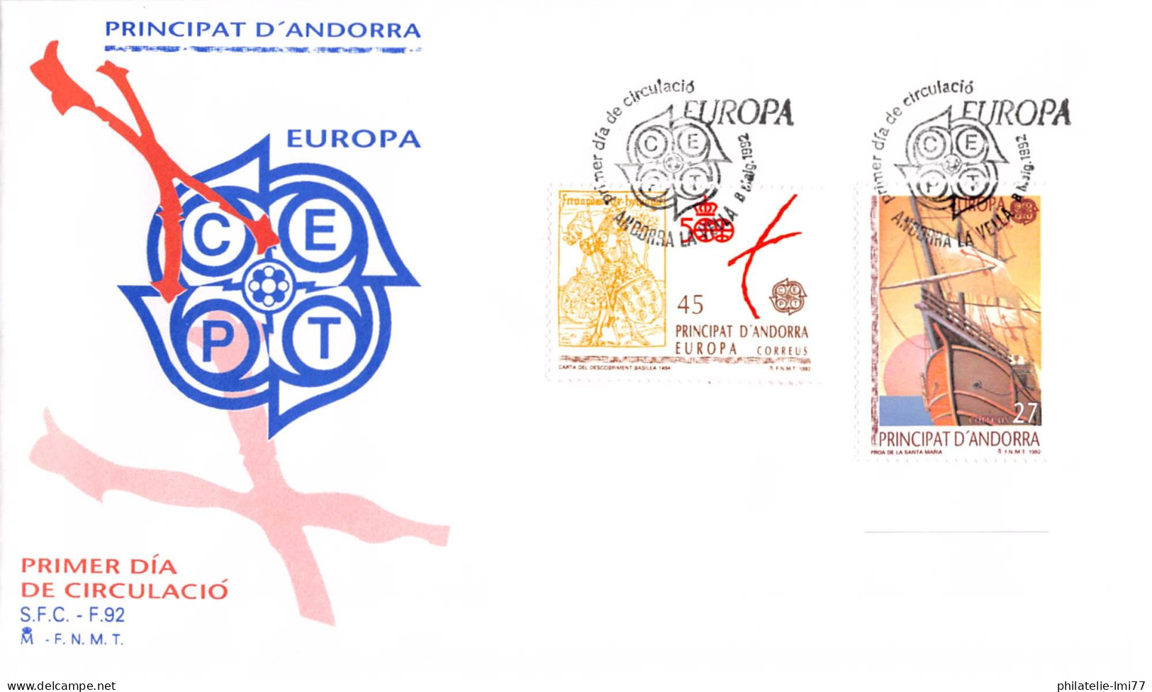 Andorre Espagnol - FDC Europa 1992 - 1992