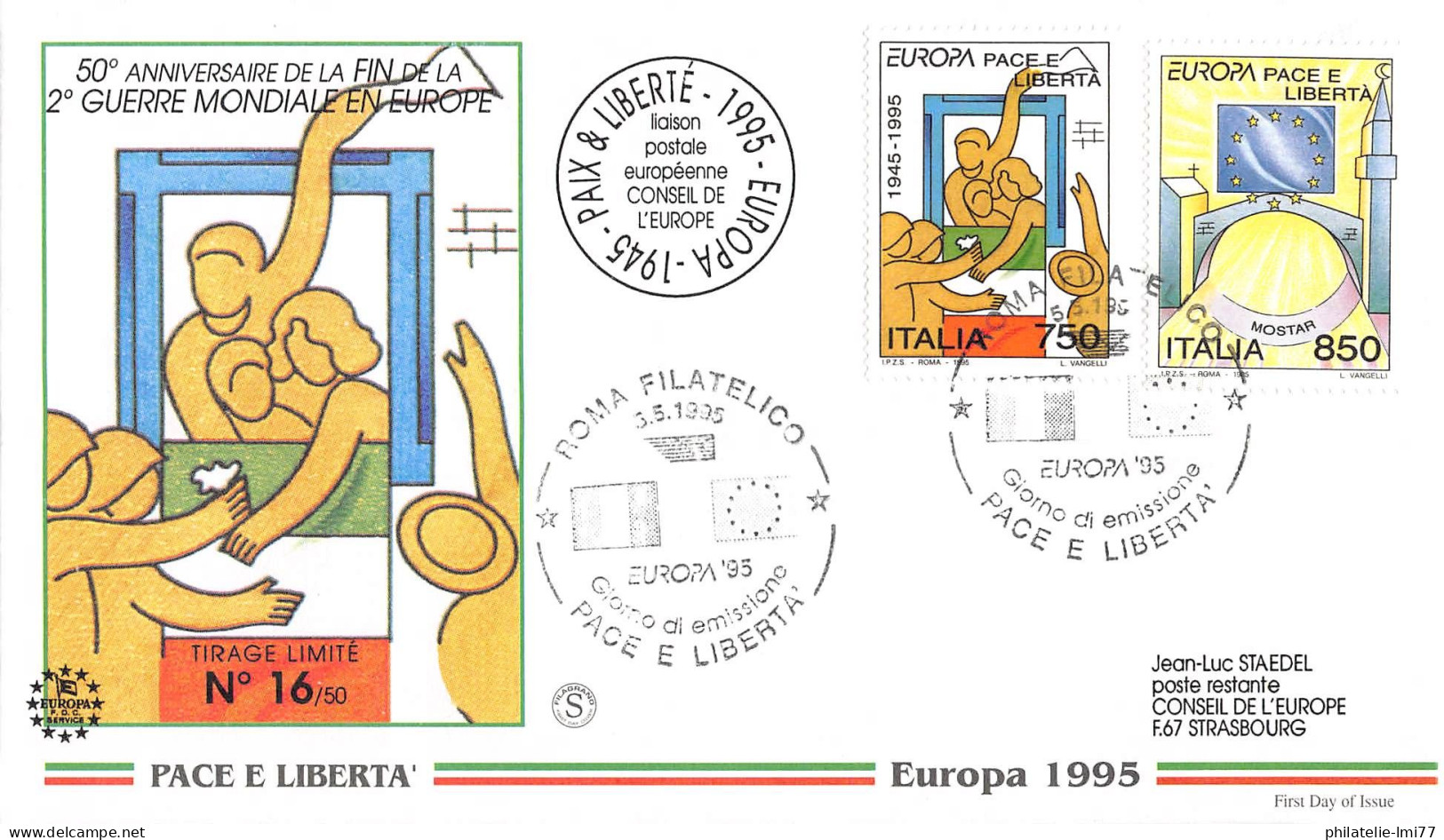 Italie - FDC Europa 1995 - Tirage Limité à 50 Exemplaires - 1995