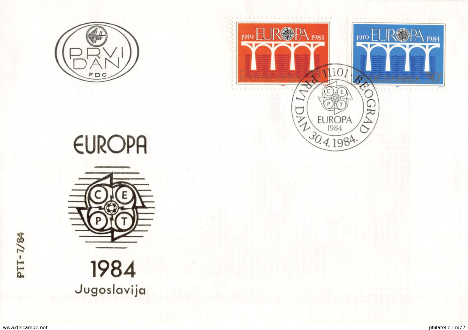 Yougoslavie - FDC Europa 1984 - 1984