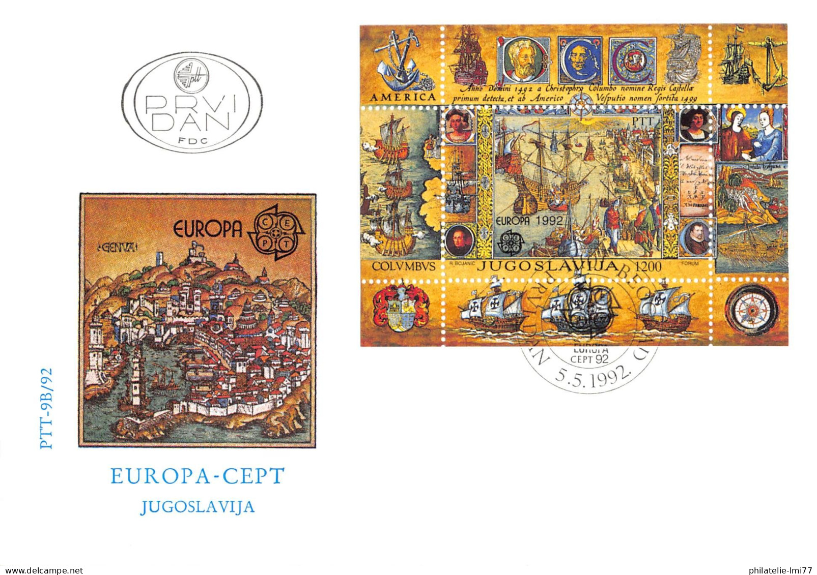 Yougoslavie V2 - FDC Europa 1992 - 1992