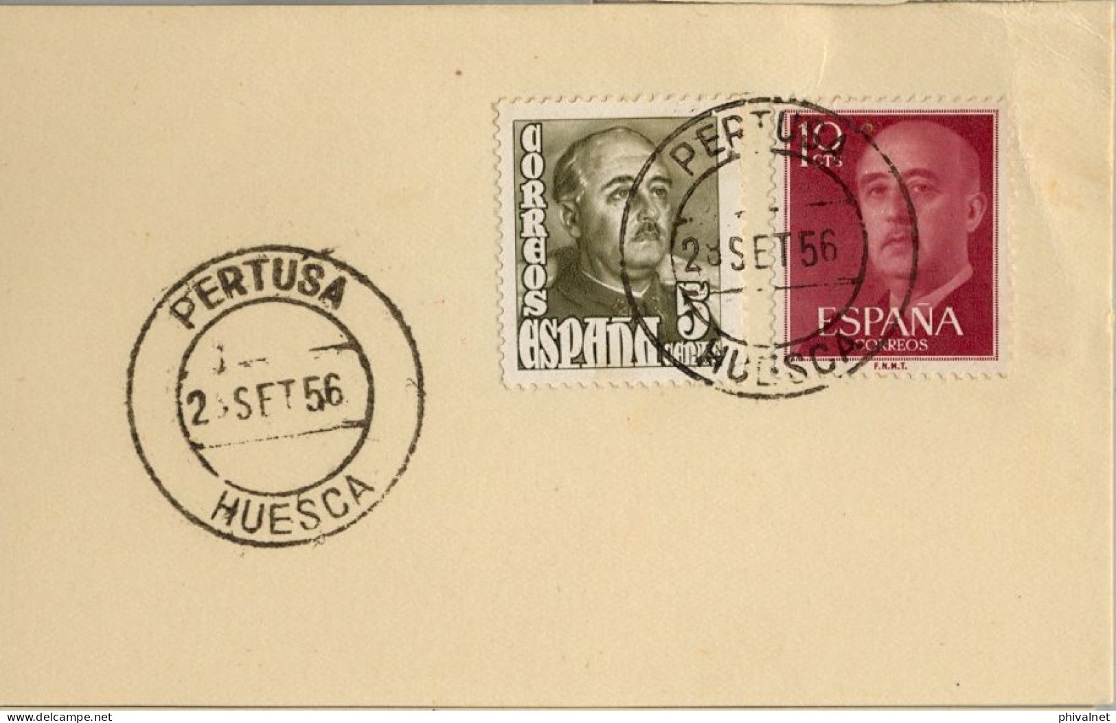 1956 HUESCA , FECHADOR DE PERTUSA - Lettres & Documents