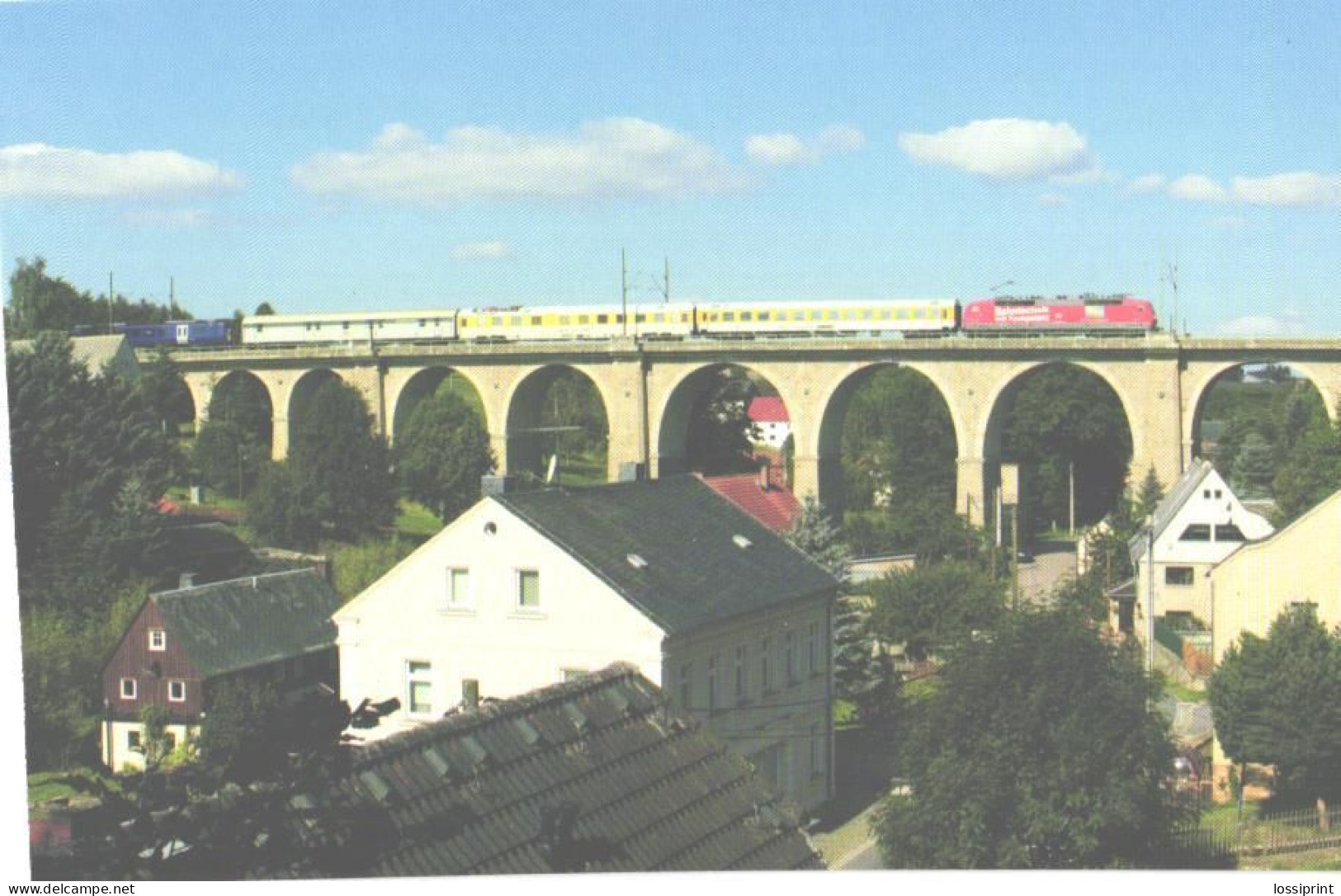 Germany:Electric Locomotive 120 150 On Klingenberg-Colmnitz Viaduct - Ouvrages D'Art