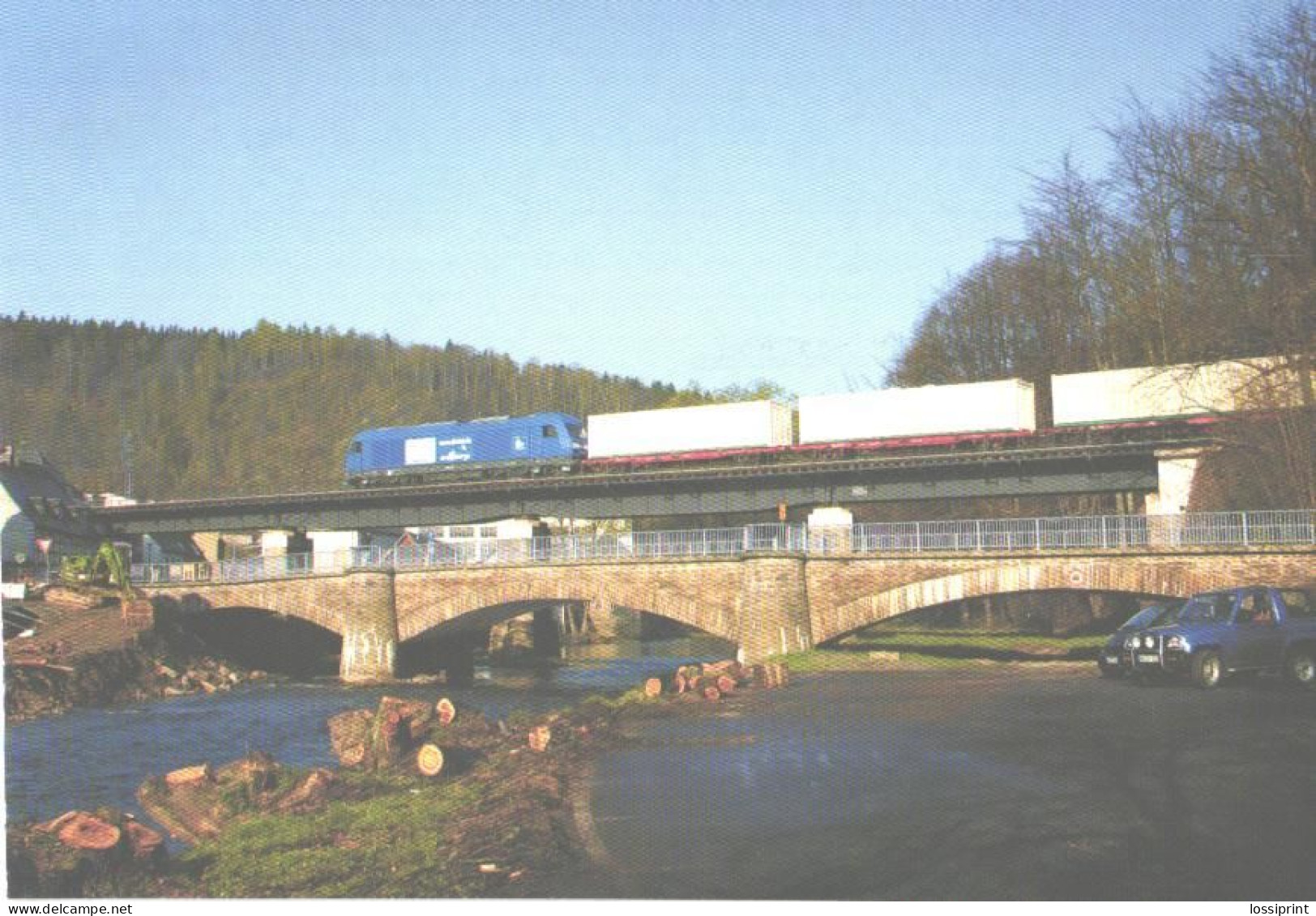 Germany:Diesel Locomotive 253 015 On Zschopaubrücke Vor Scharfenstein, Railway Bridge - Kunstwerken