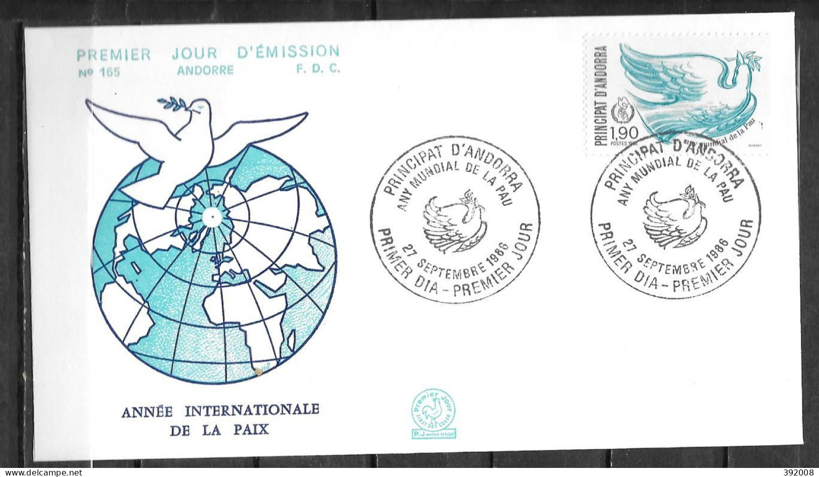 1986 - 353 - Année De La Paix - 7 - FDC