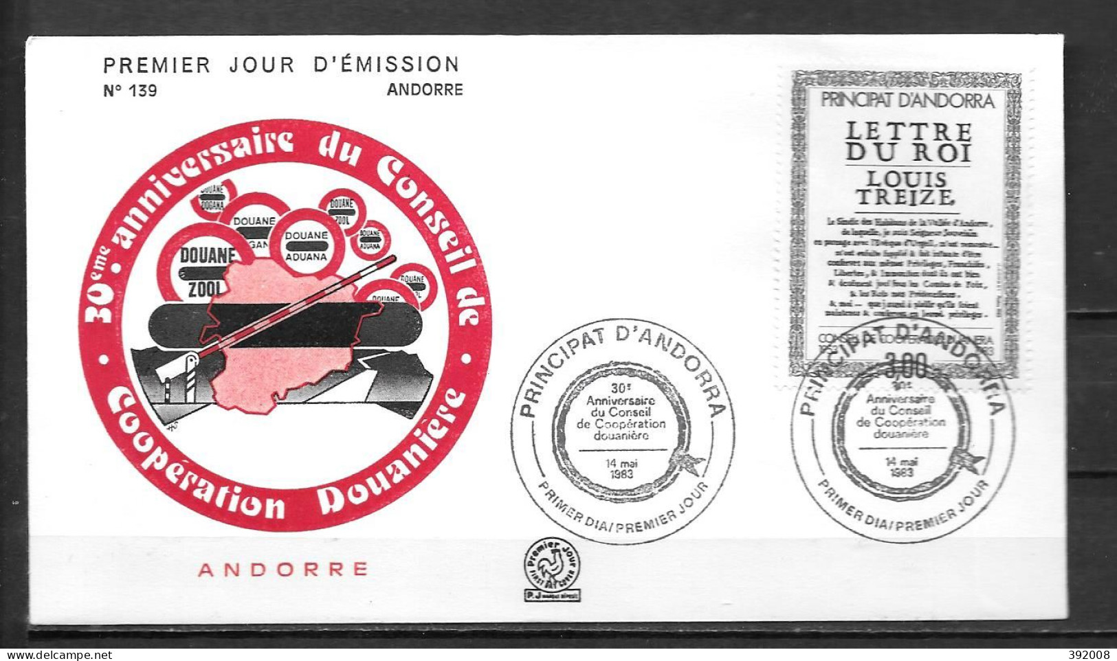 1983 - 315 - Lettre Du Roi - 6 - FDC