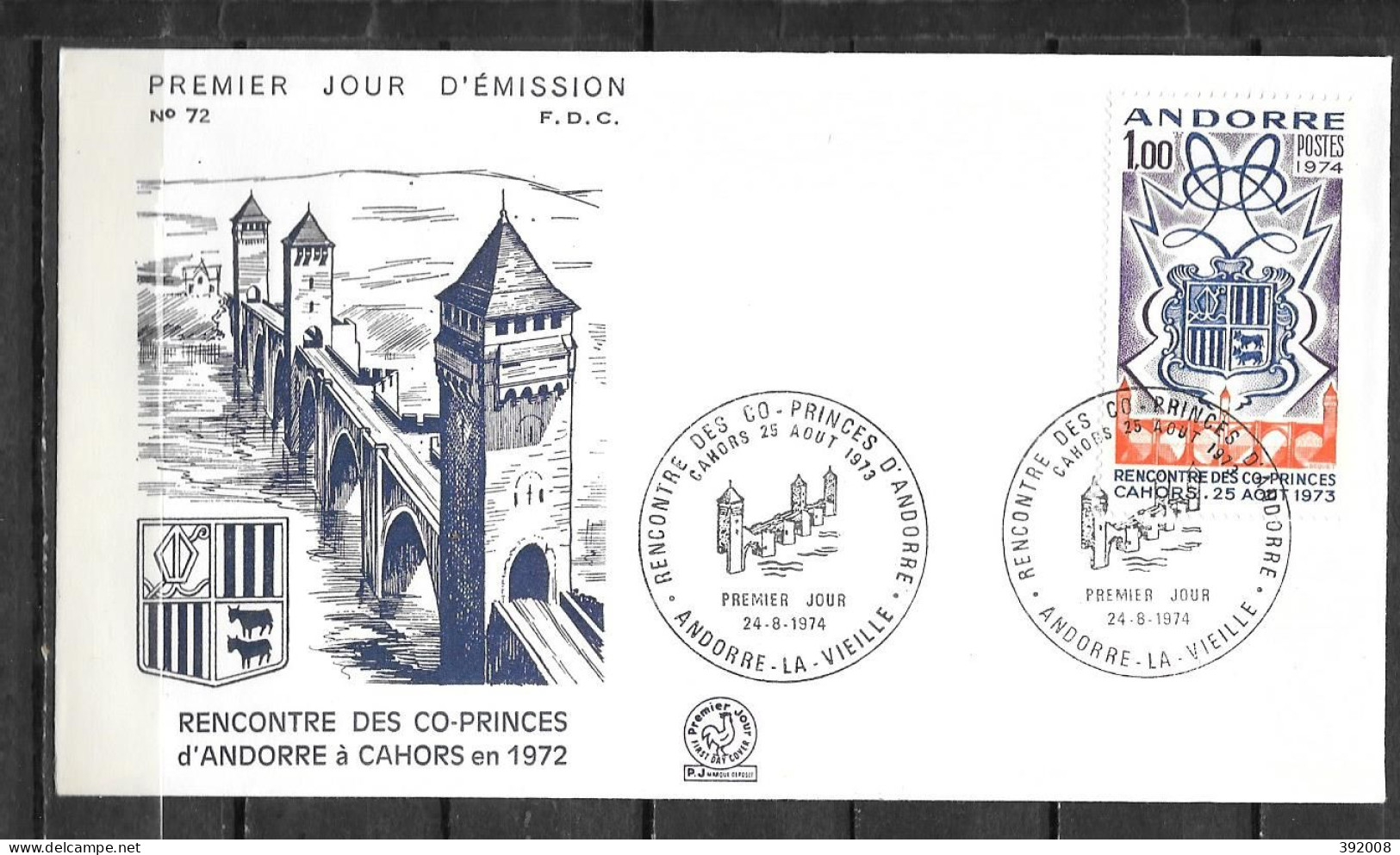1974 - 239 - Rencontre Des Co-princes à Cahors - 1 - FDC