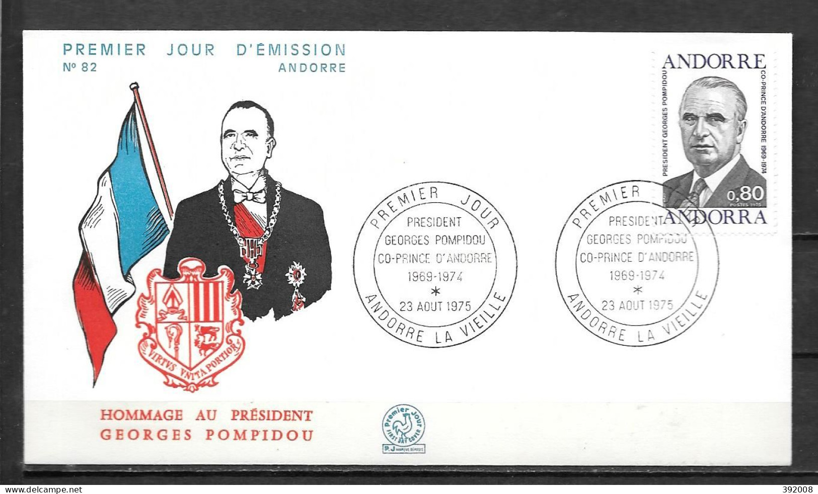 1975 - 249 - Pompidou - 2 - FDC