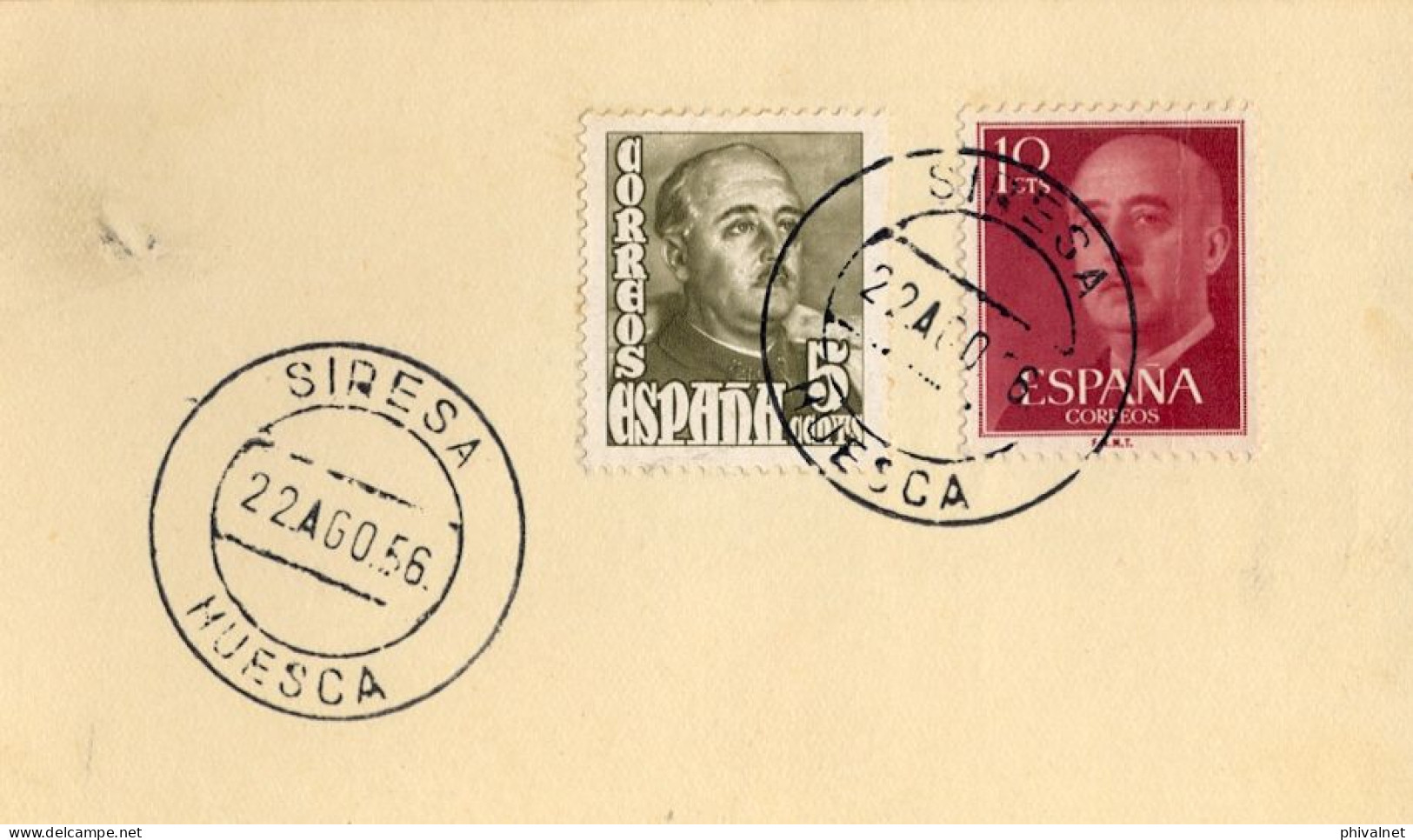 1956 HUESCA , FECHADOR DE SIRESA - Brieven En Documenten