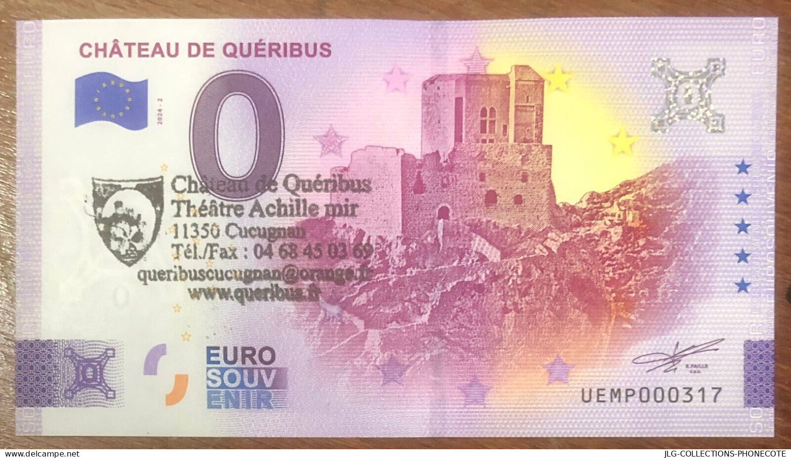 2024 CHÂTEAU DE QUÉRIBUS & TAMPON BILLET 0 EURO SOUVENIR 0 EURO SCHEIN BANKNOTE PAPER MONEY BILLETE - Essais Privés / Non-officiels