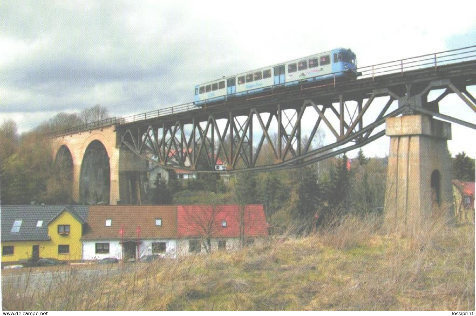 Germany:Esslinger Triebwagen On Wipperbrücke In Mansfeld, Railway Bridge - Kunstbauten