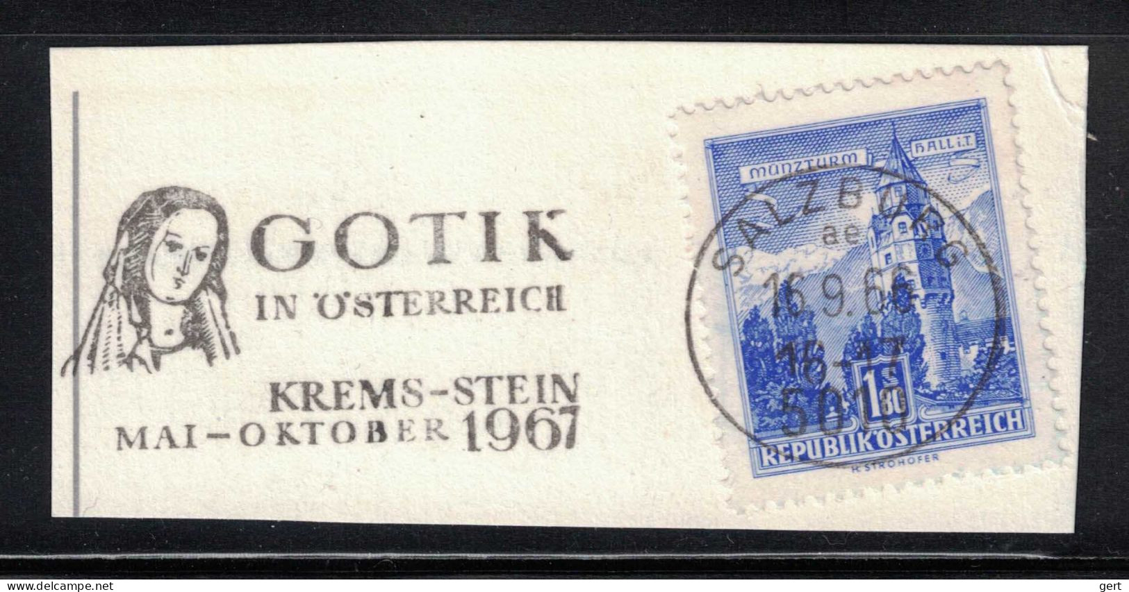 Vlagstempel / Flamme Illustrée - Gotik In Österreich Krems - Stein Mai - Oktober 1967 - Salzburg - Iglesias Y Catedrales