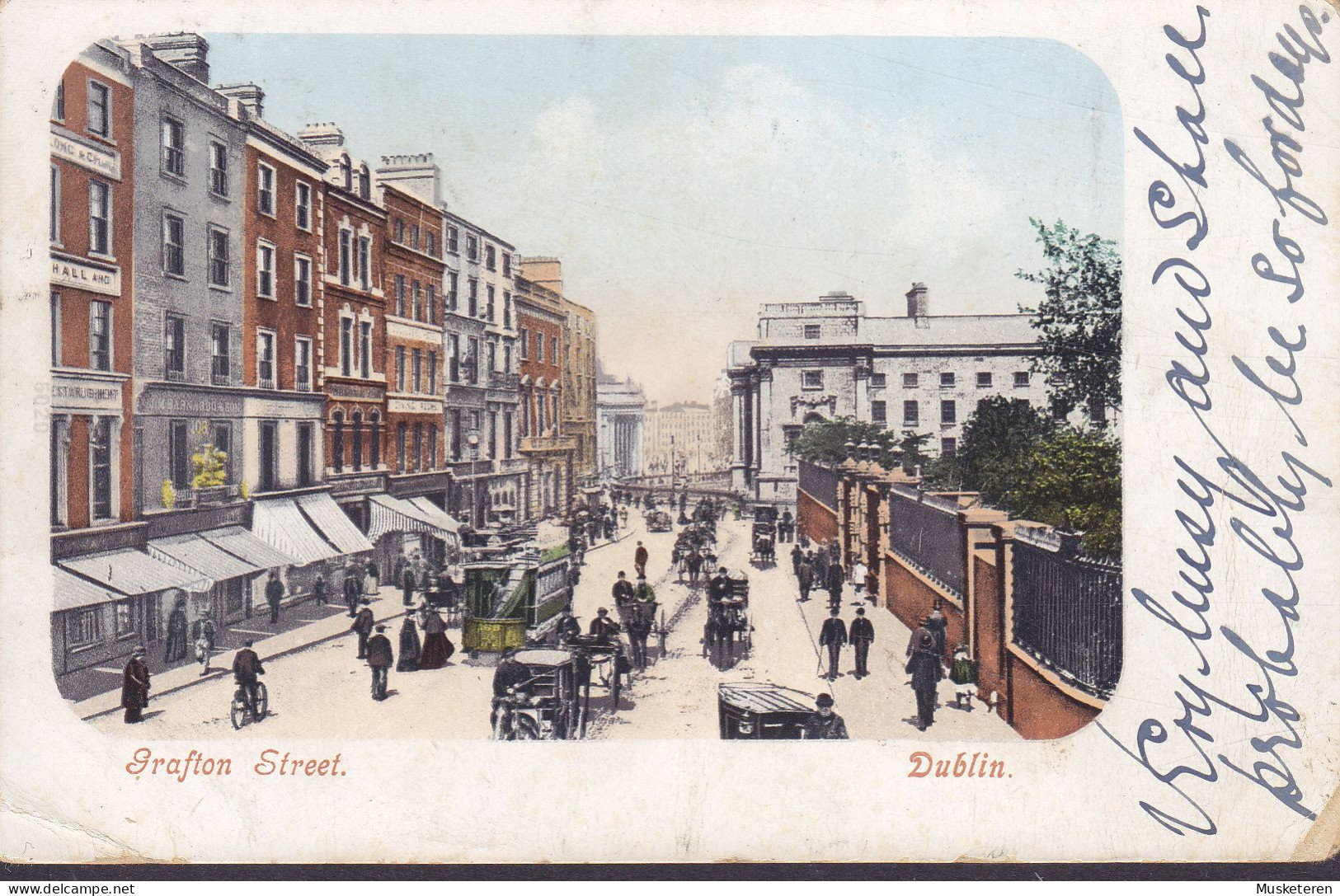 Ireland (United Kingdom) PPC Grafton Street, Dublin. Tram Tramways DUBLIN 1905 Kent England Edw. VII. (2 Scans) - Dublin