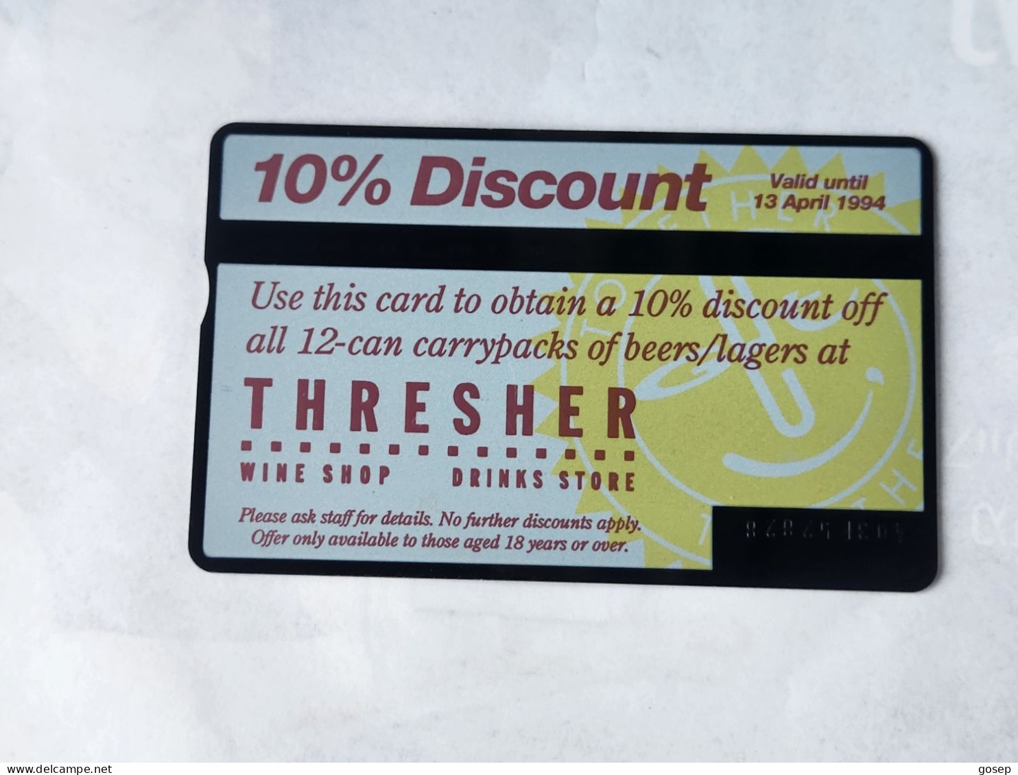 United Kingdom-(BTA073)Threshers/daily Mirror-(10units)-(672)-(403F52828)-price Cataloge5.00£-mint+1card Prepiad Free - BT Emissions Publicitaires