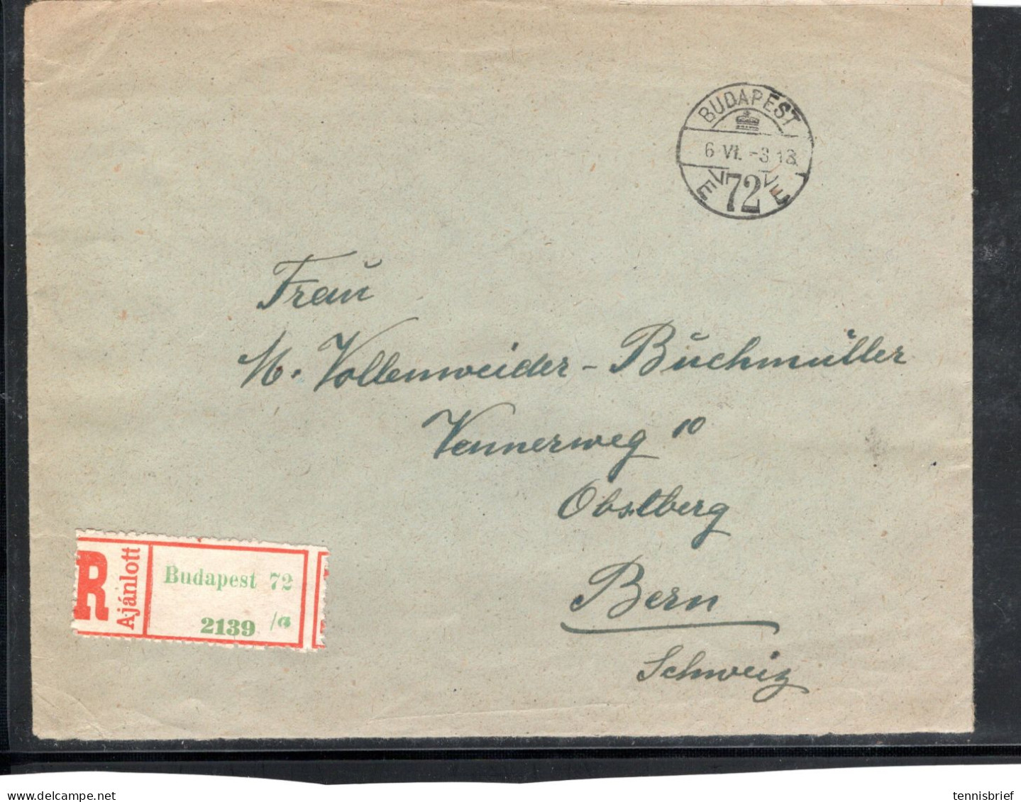 1946 ( 3. JUNE)  200 And 500,  12 Stamps,right Rate. Clear " Budapest " Registered Cover To CH ,Rare !#1509 - Covers & Documents