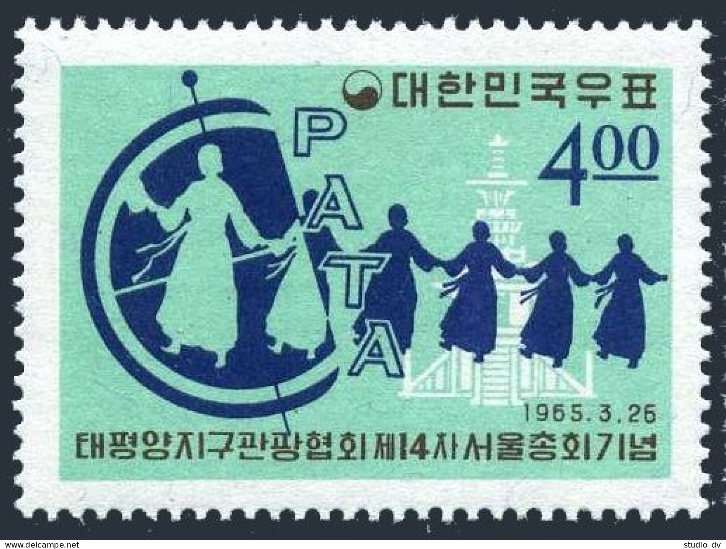 Korea South 468, 468a Sheet, MNH. Michel 477, Bl.203. Dancing Women, PATA 1965. - Corée Du Sud