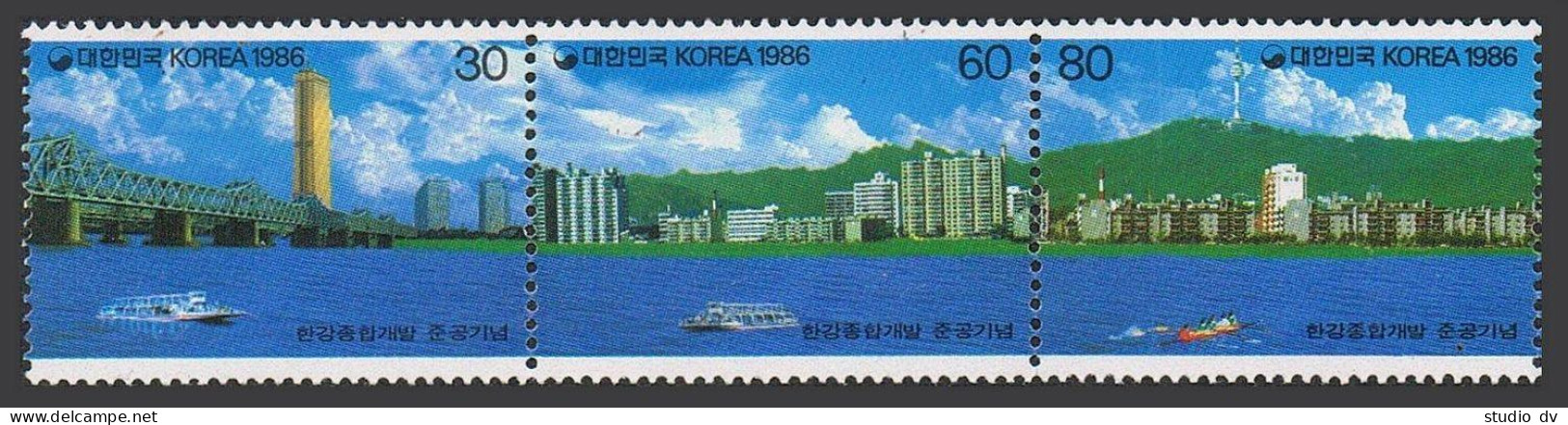 Korea 1470 Ac Strip, MNH. Michel 1471-1473. Han River Development Project, 1986. - Corée Du Sud