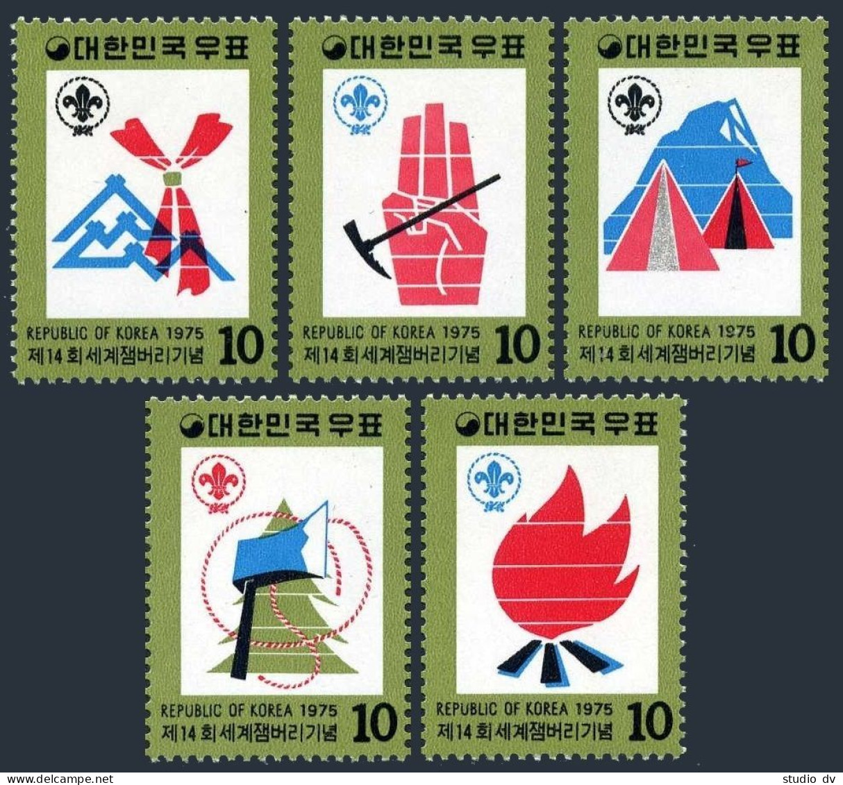 Korea South 982-986, MNH. Michel 990-994. Boy Scout Jamboree, Nordjamb-1975. - Corée Du Sud