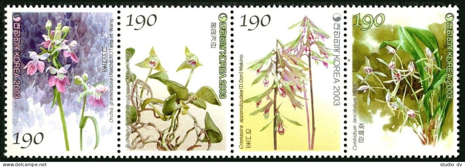 Korea South 2133 Ad Strip, MNH. Orchids 2003. - Corée Du Sud