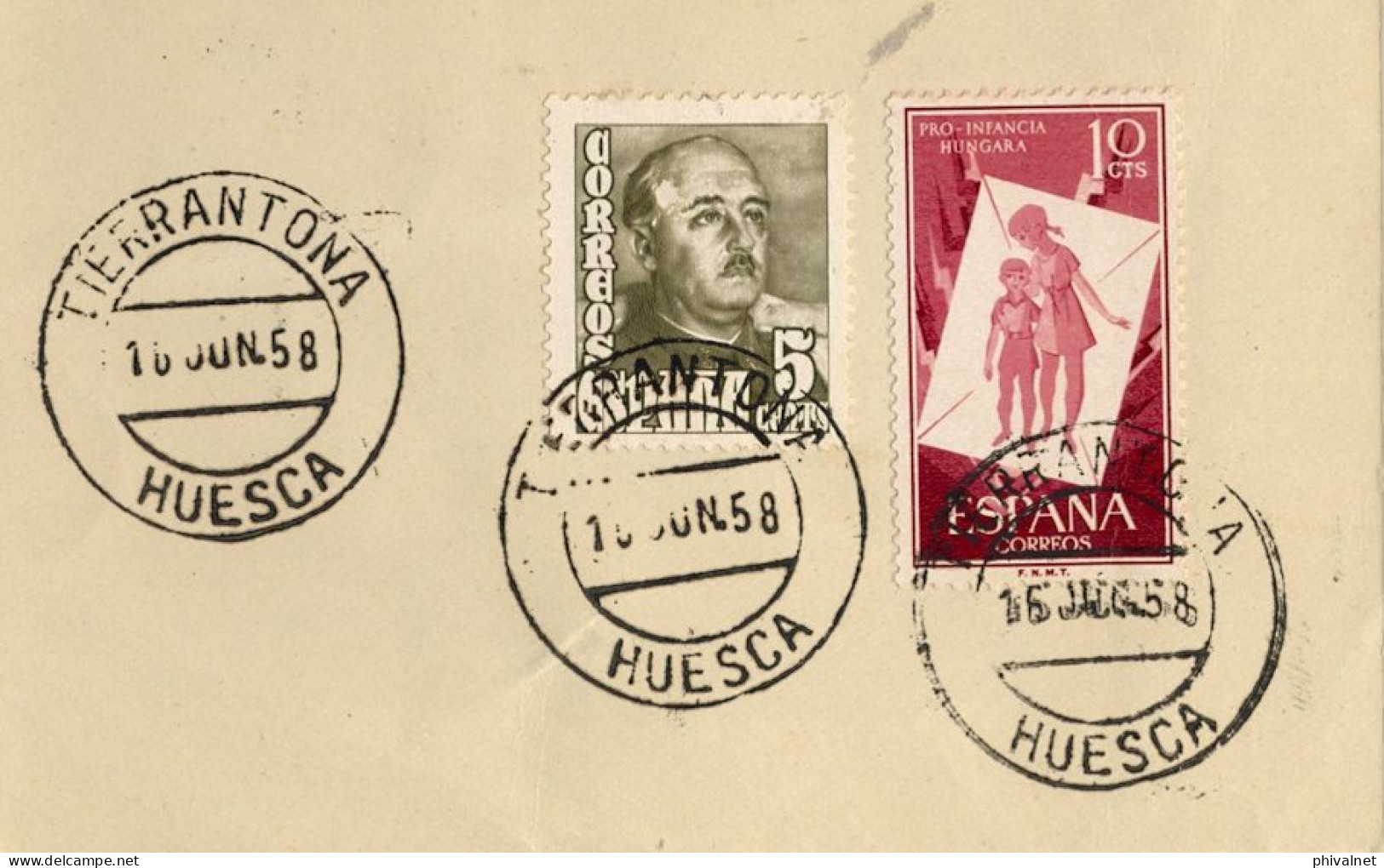 1958 HUESCA , FECHADOR DE TIERRANTONA - Lettres & Documents