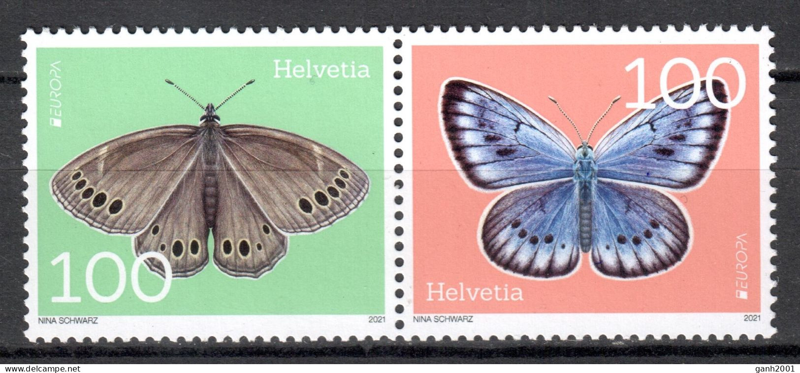 Switzerland 2021 Suiza / Butterflies · Europa CEPT MNH Mariposas Papillons Schmetterlinge / Cu22029  31-6 - Papillons
