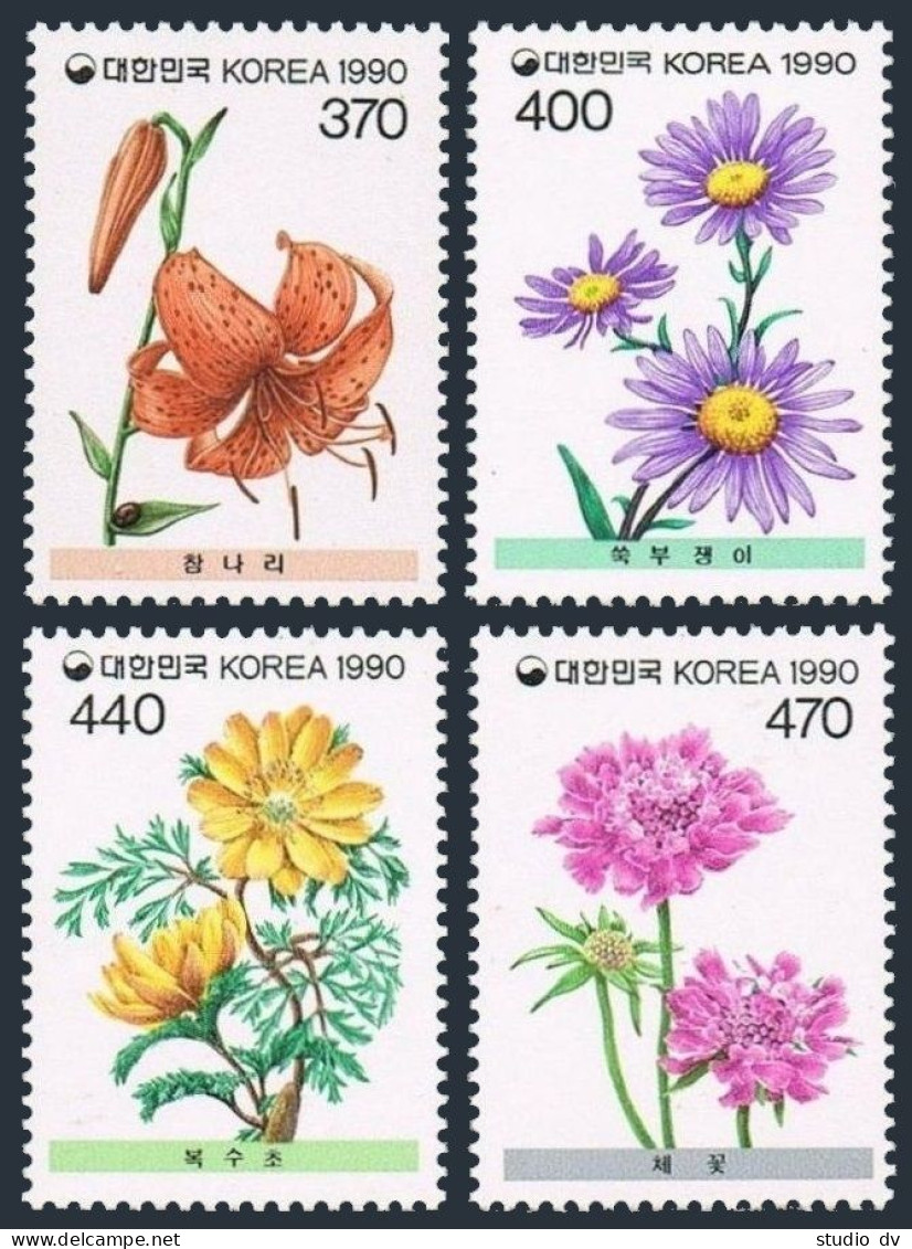Korea South 1597-1600,MNH.Michel 1632-1635. Wild Flowers,1990. - Corée Du Sud