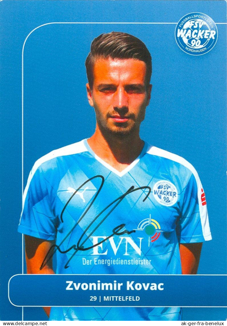 Fußball-Autogramm AK Zvonimir Kovač FSV Wacker 90 Nordhausen 16-17 SSV Reutlingen VfR Garching BSG Motor Nordthüringen - Autografi