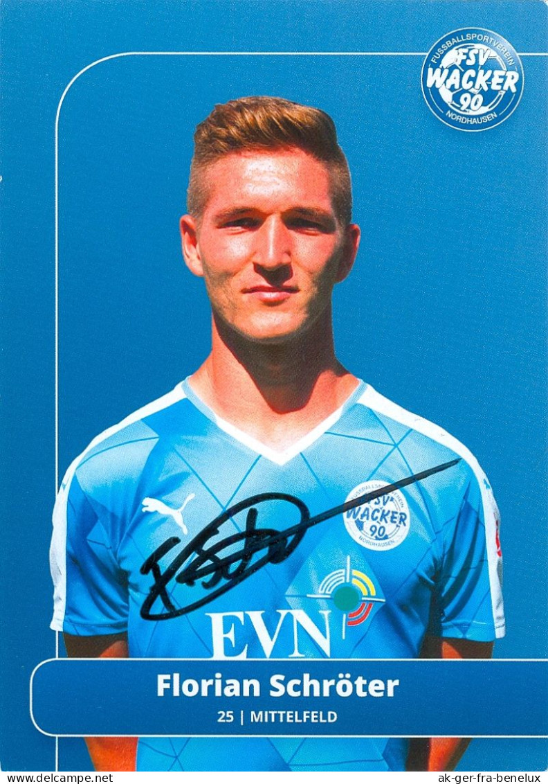 Fußball-Autogramm AK Florian Schröter FSV Wacker Nordhausen 16-17 Dingelstädt Heilbad Heiligenstadt FC Rot-Weiß Erfurt - Authographs