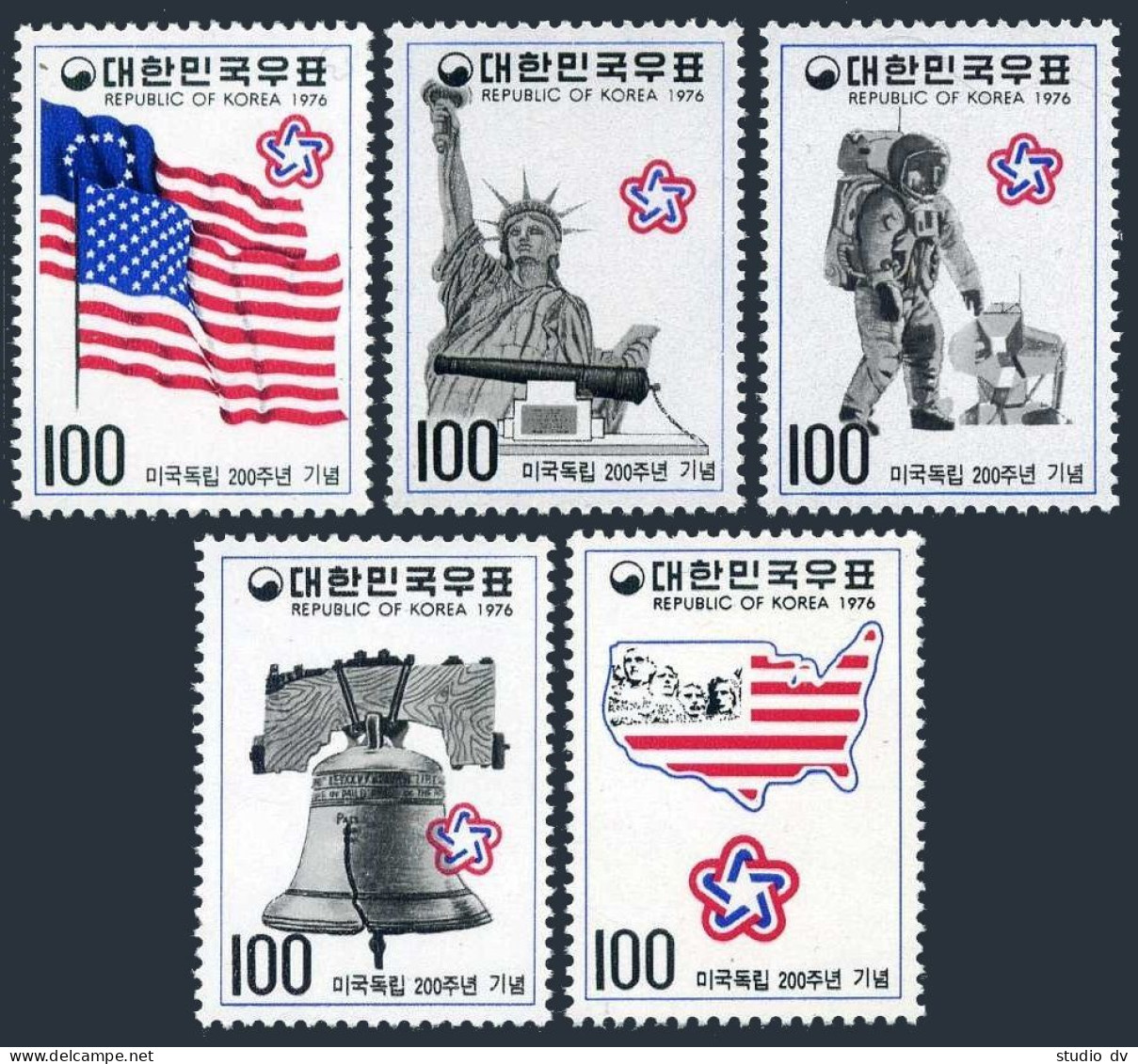 Korea South 1034-1038, 1034a, Hinged. American Bicentennial, 1976. - Corée Du Sud