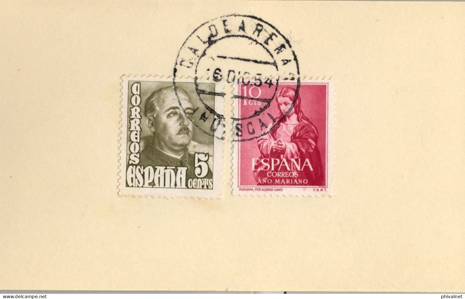 1954 HUESCA , FECHADOR DE CALDEARENAS Y AGUCES - Lettres & Documents
