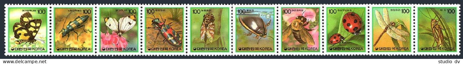 Korea South 1625-1634a Strip, MNH. Michel 1655-1664. Insects 1991. - Corée Du Sud