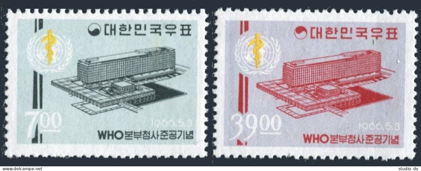 Korea South 508-509, Hinged. Michel 526-527. New WHO Headquarters, 1966. - Corée Du Sud