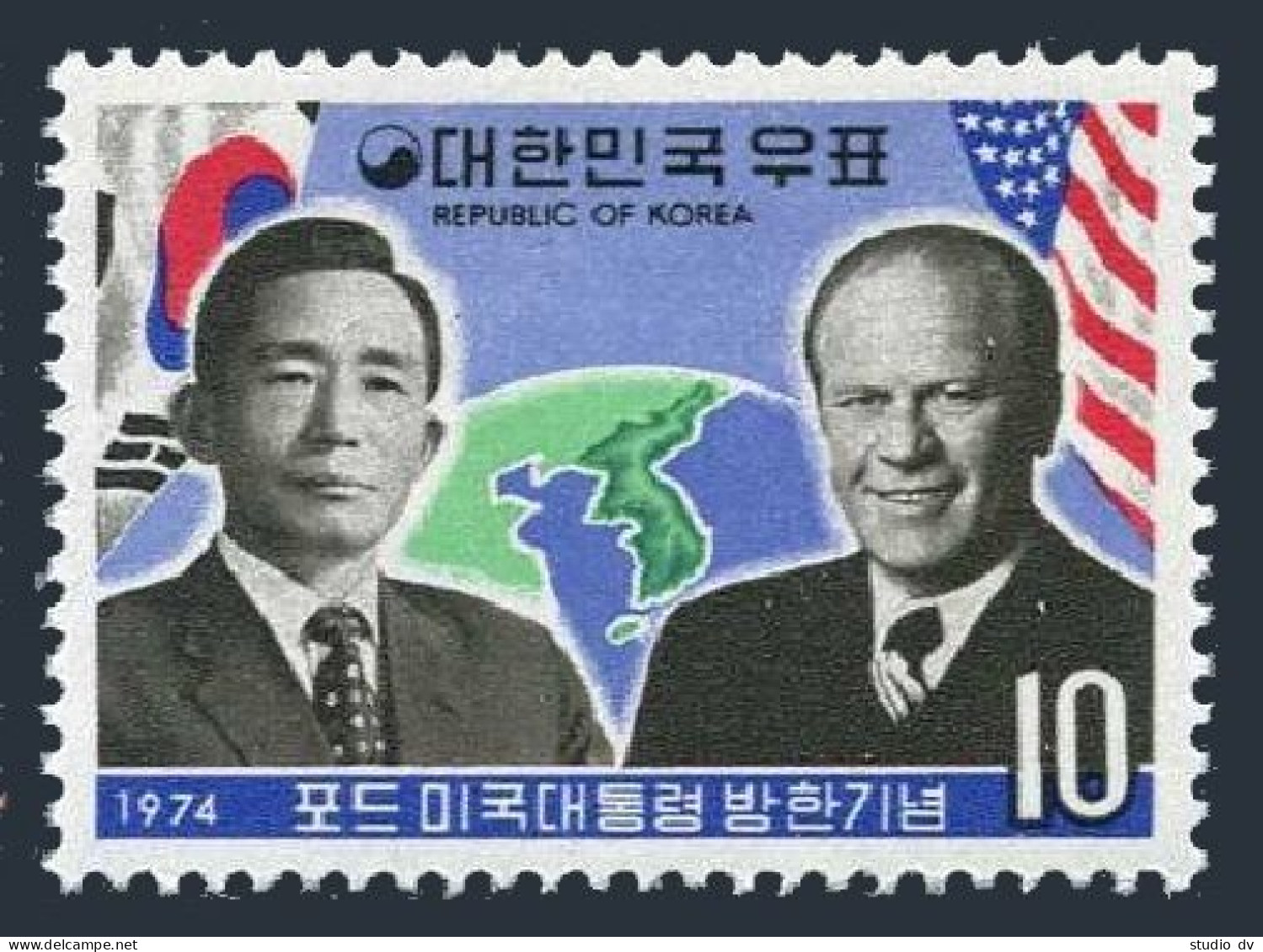 Korea South 918,918a Sheet,MNH. Visit Of President Gerald R Ford To Korea,1974. - Corée Du Sud