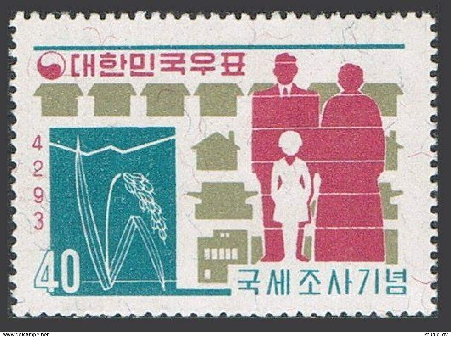 Korea South 317, 317a, MNH. Michel 317, Bl.155. 1960 Census. Agriculture, Population - Corée Du Sud