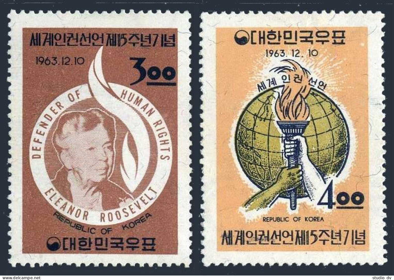 Korea South 414-415, 415a, MNH. Michel 402-403, Bl.183. Eleanor Roosevelt, 1963. - Corée Du Sud
