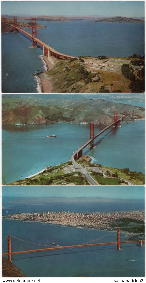 Pf. SAN FRANCISCO. Golden Gate Bridge. 3 Postcards - San Francisco