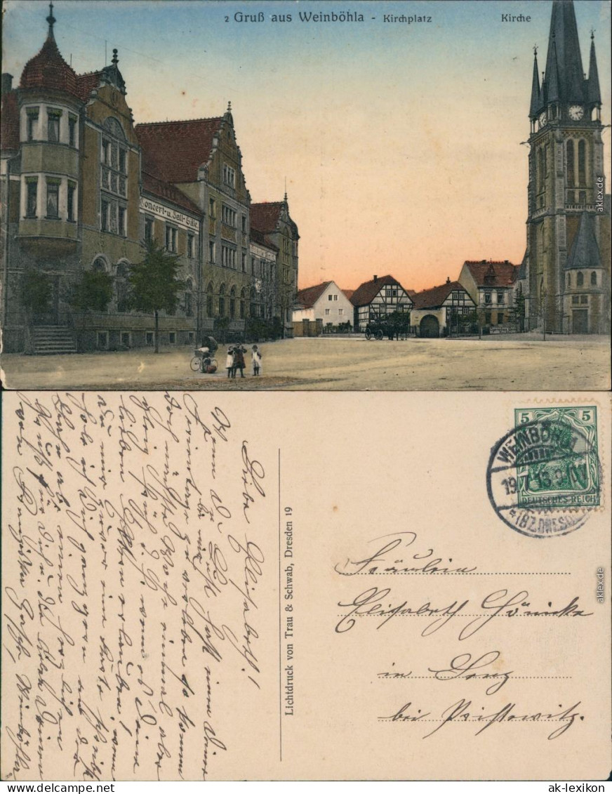 Ansichtskarte Weinböhla  Kirchplatz, Konzertsaal B Radebeul Dresden  1913 - Weinboehla