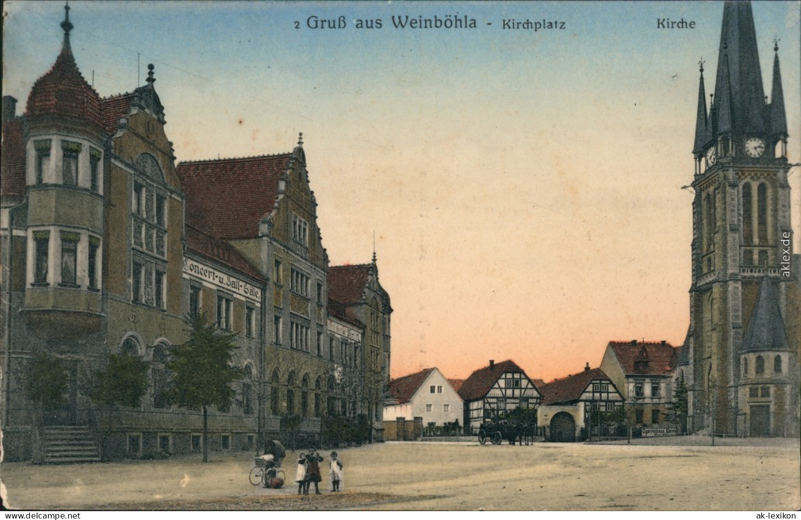 Ansichtskarte Weinböhla  Kirchplatz, Konzertsaal B Radebeul Dresden  1913 - Weinböhla