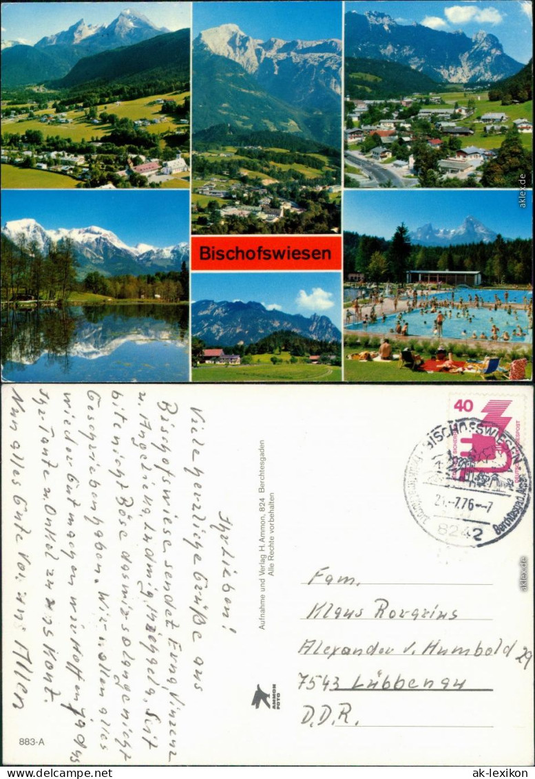 Ansichtskarte Bischofswiesen Panorama's, Blick Zum Bergmassiv, Freibad 1976 - Bischofswiesen