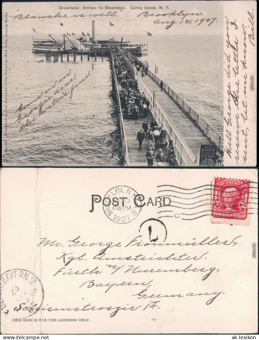 Vintage Postcard Brooklyn Dampfer Dreamland - Ankunft Coney Island 1907 - Other & Unclassified