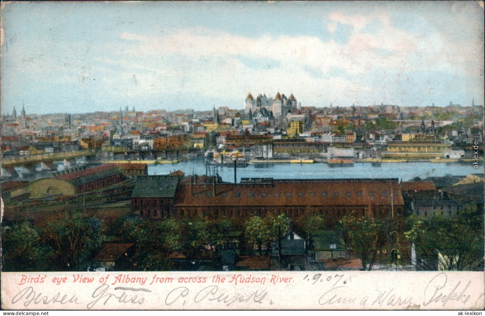 Ansichtskarte Albany Blick Auf Die Stadt Mit Hudson River 1907 - Other & Unclassified